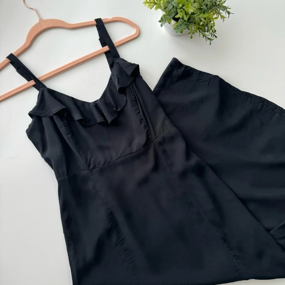 OLD NAVY Black Fit & Flare Ruffle-Trimmed Maxi Cami Dress Size Small - Picture 11 of 15